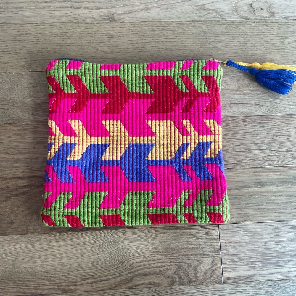NWOT Judith March Vibrant Geometric Make-Up Bag / Fiesta Clutch - Picture 9 of 10
